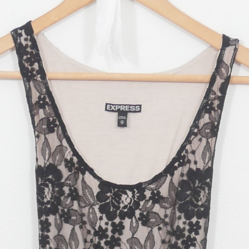 Express black + nude sleeveless lace short dress - Picture 4 of 8
